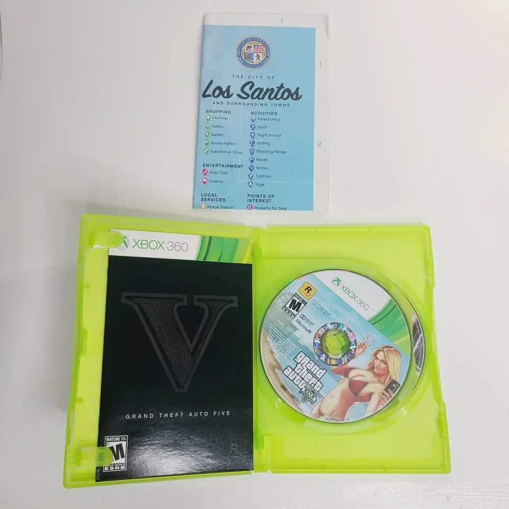 Grand Theft Auto V Five XBOX Live Video Game 2013 TESTED w/Booklet & Poster
